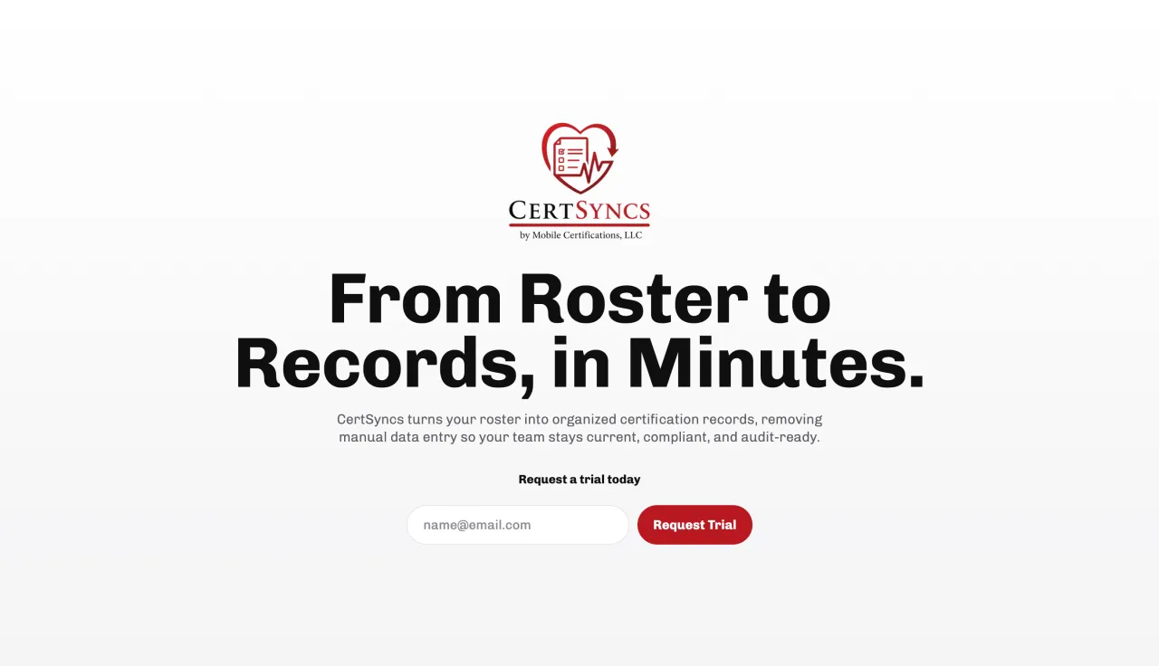 CertSyncs: Landing page